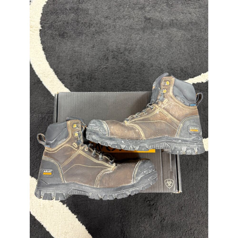 Ariat Boots Mens 9.5 Brown Steel Toe Waterproof Work Leather ASTM F2413-18